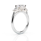 Diamond ring with a clear gemstone on a white background