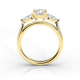 Gold ring with a diamond on a white background