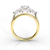 Gold ring with a diamond on a white background