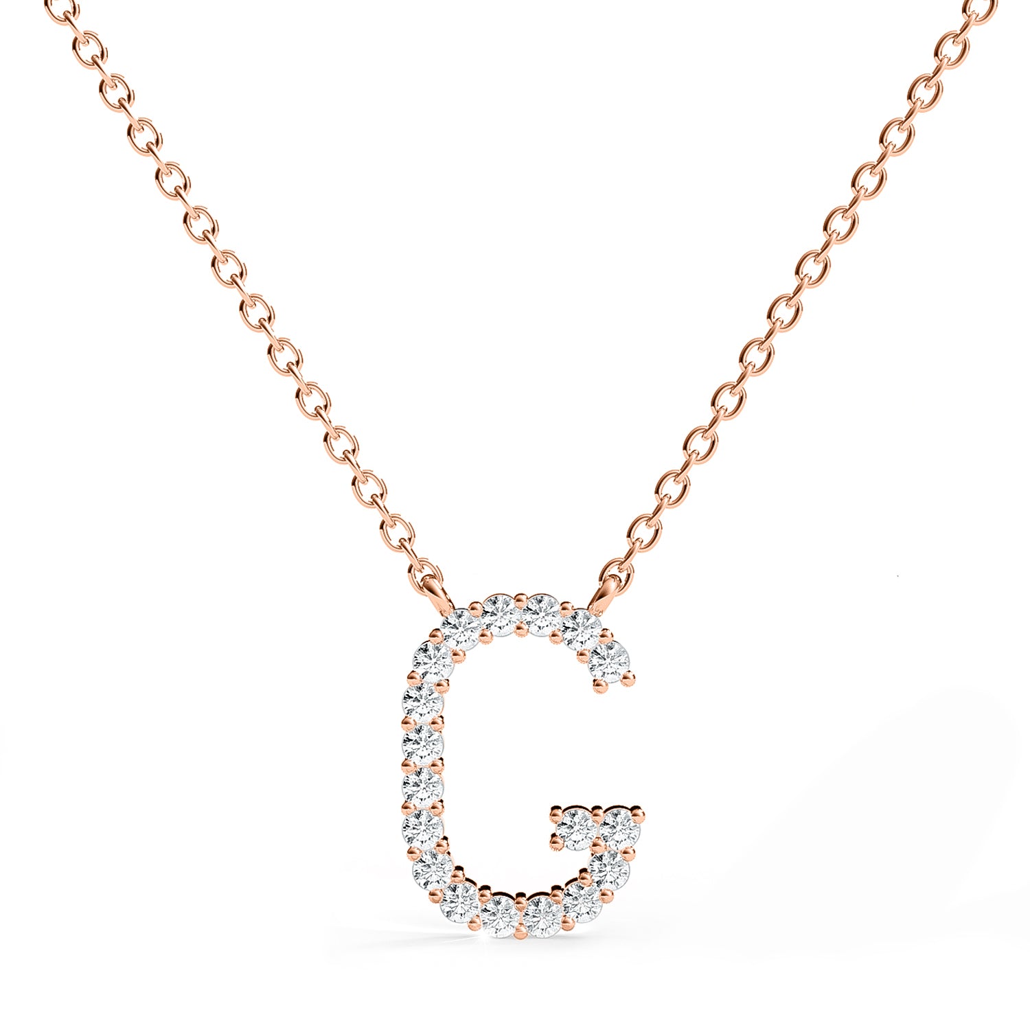 PENELOPE | Diamond Letter Pendant in 9ct Rose Gold (A-Z)