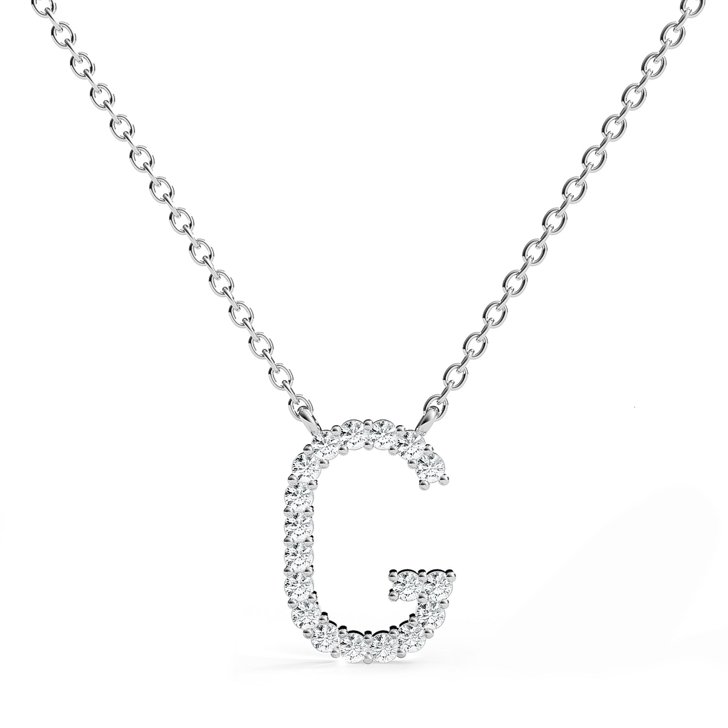PENELOPE | Diamond Letter Pendant in 9ct White Gold (A-Z)