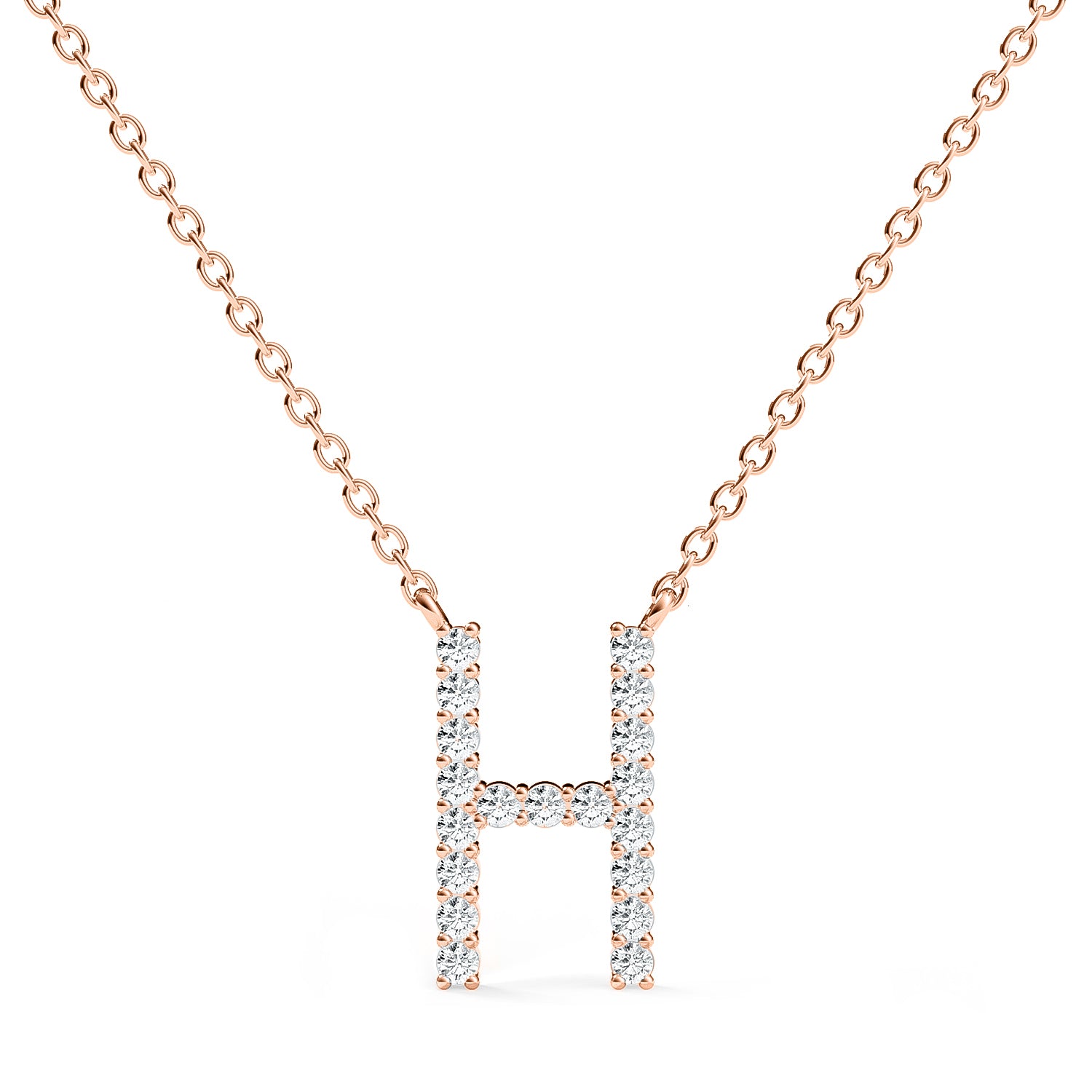 PENELOPE | Diamond Letter Pendant in 9ct Rose Gold (A-Z)