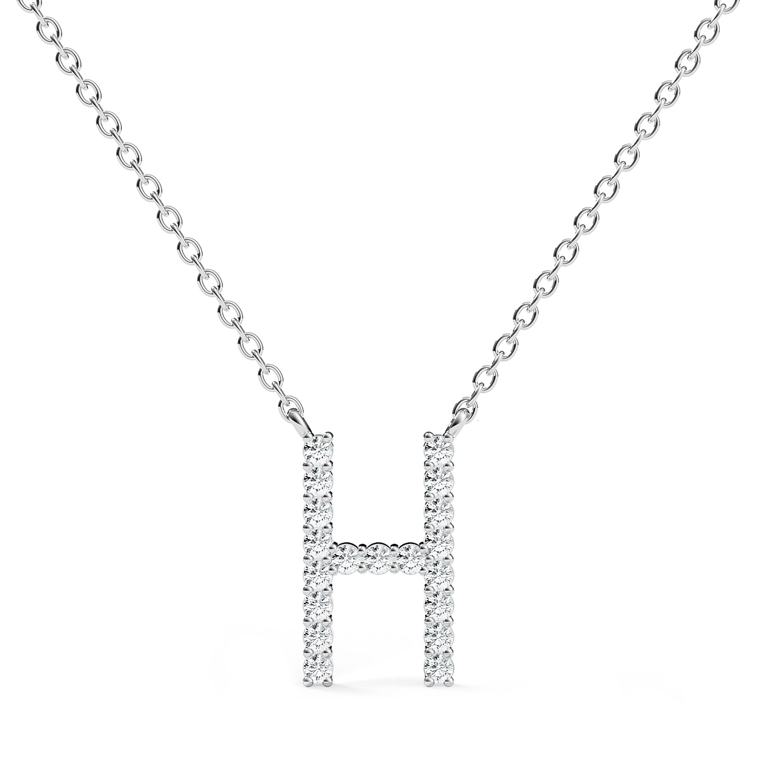PENELOPE | Diamond Letter Pendant in 9ct White Gold (A-Z)