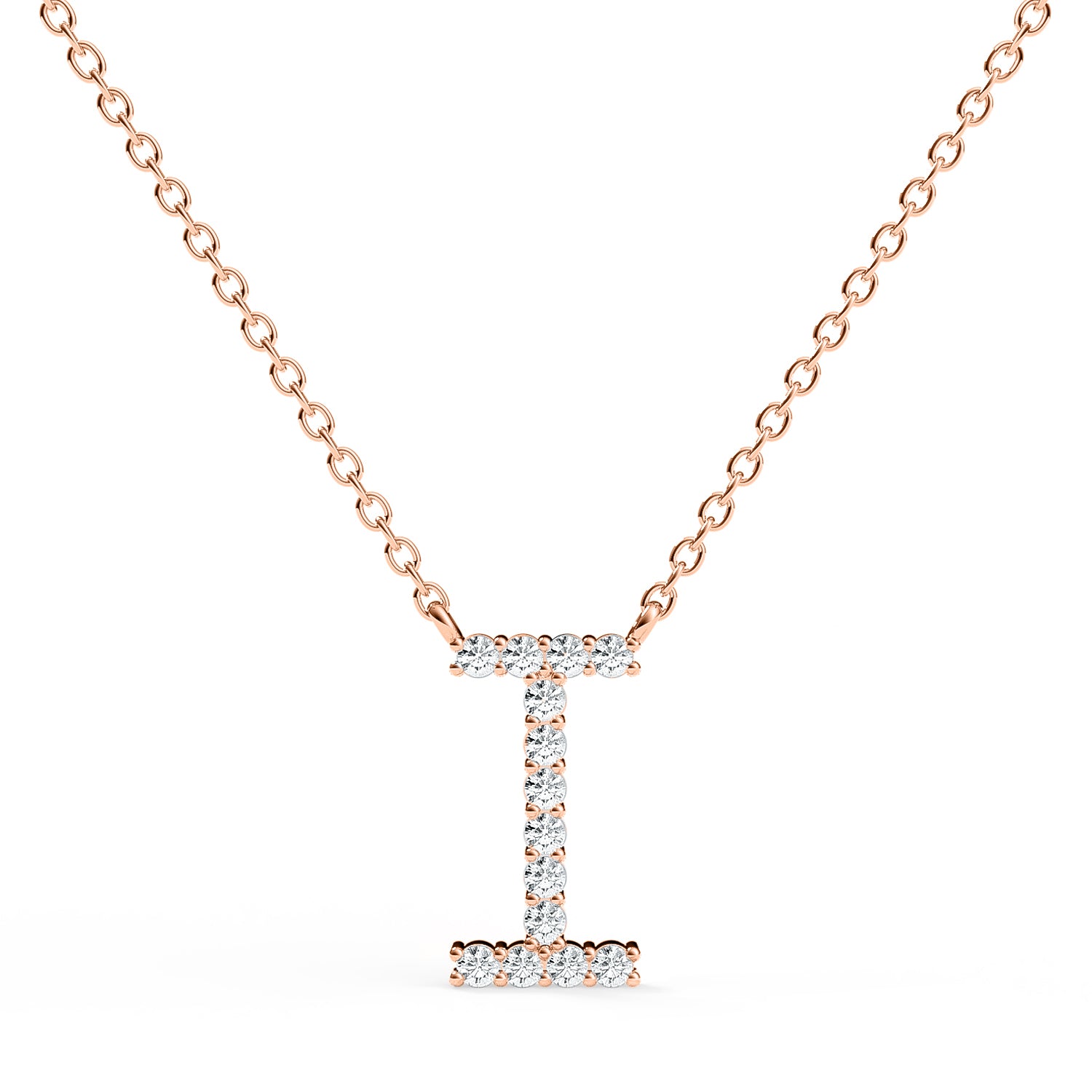 PENELOPE | Diamond Letter Pendant in 9ct Rose Gold (A-Z)