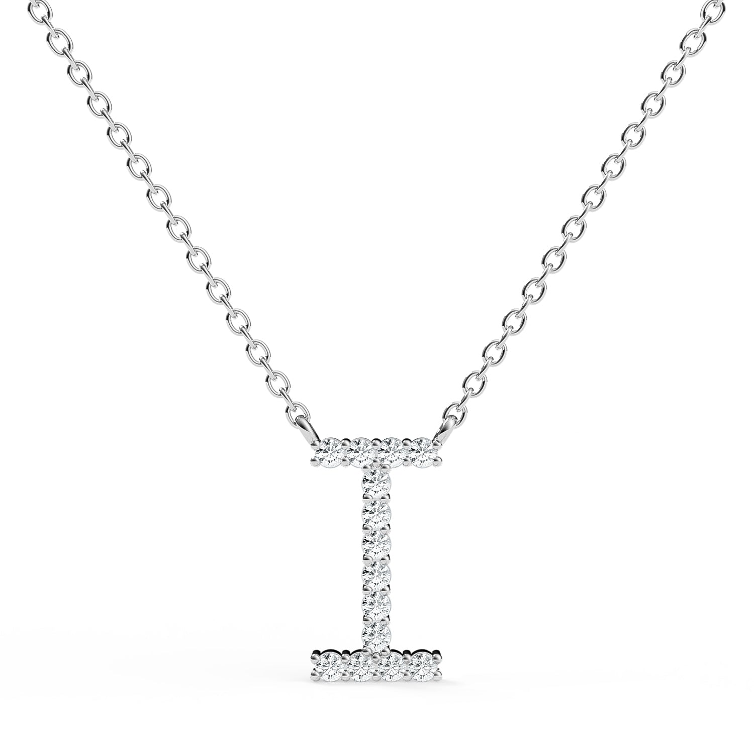PENELOPE | Diamond Letter Pendant in 9ct White Gold (A-Z)