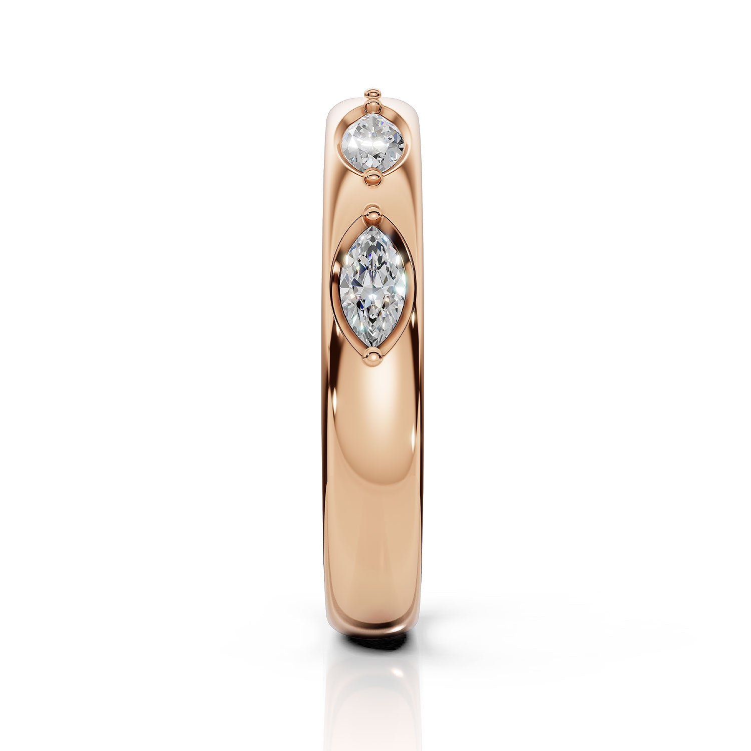 ILAYDA | East-West Marquise Diamond Ring in Rose Gold (0.40ct tw.) – full profile view