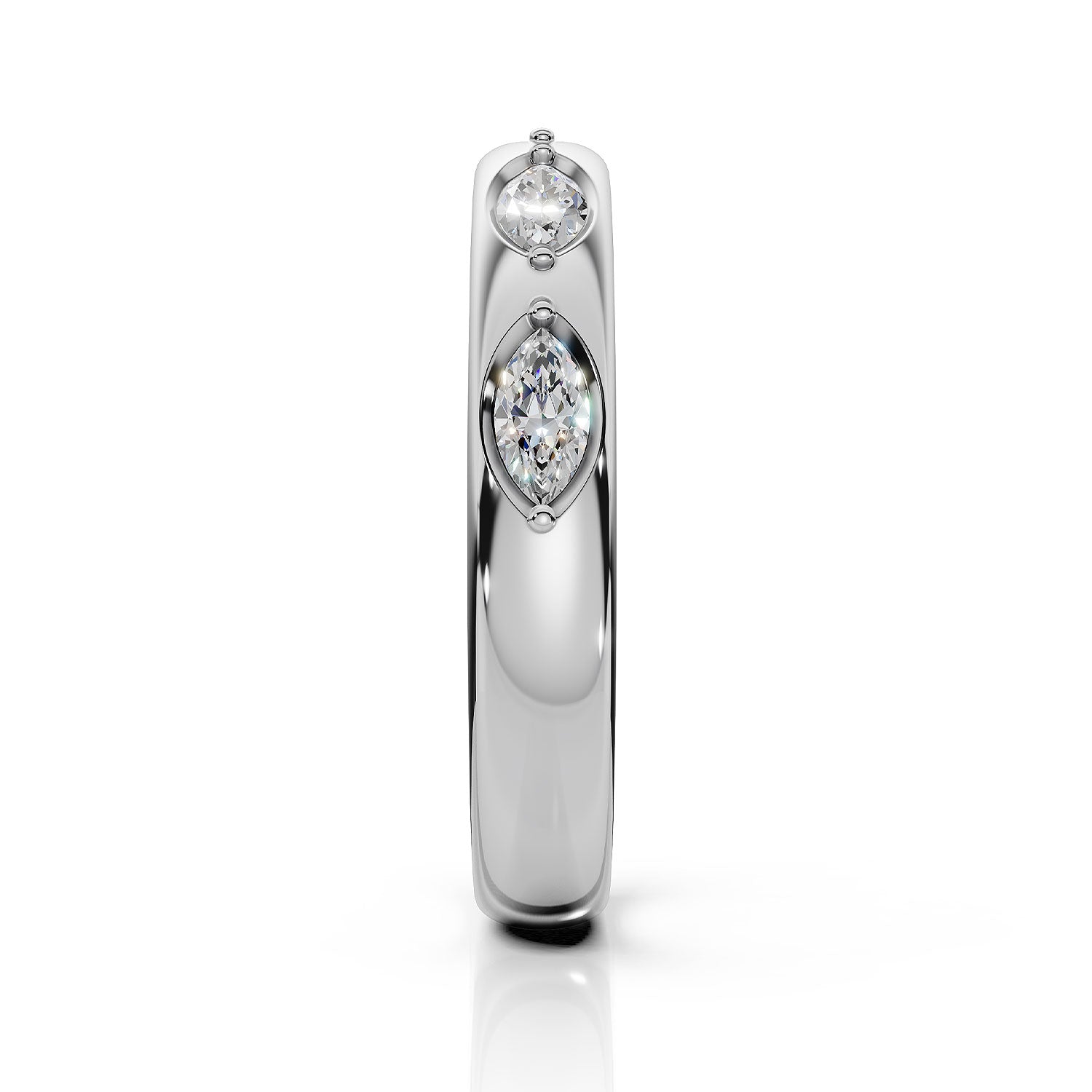 ILAYDA | East-West Marquise Diamond Ring in White Gold (0.40ct tw.) – full profile view