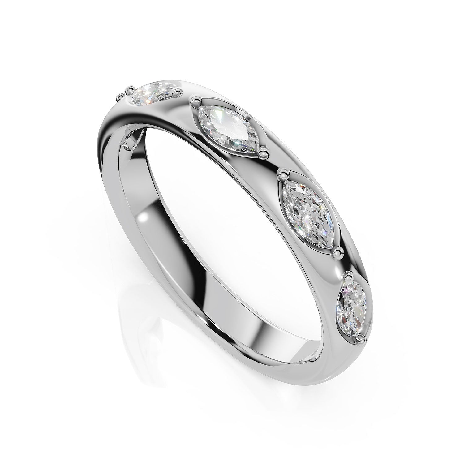 ILAYDA | East-West Marquise Diamond Ring in White Gold (0.40ct tw.) – top-down view