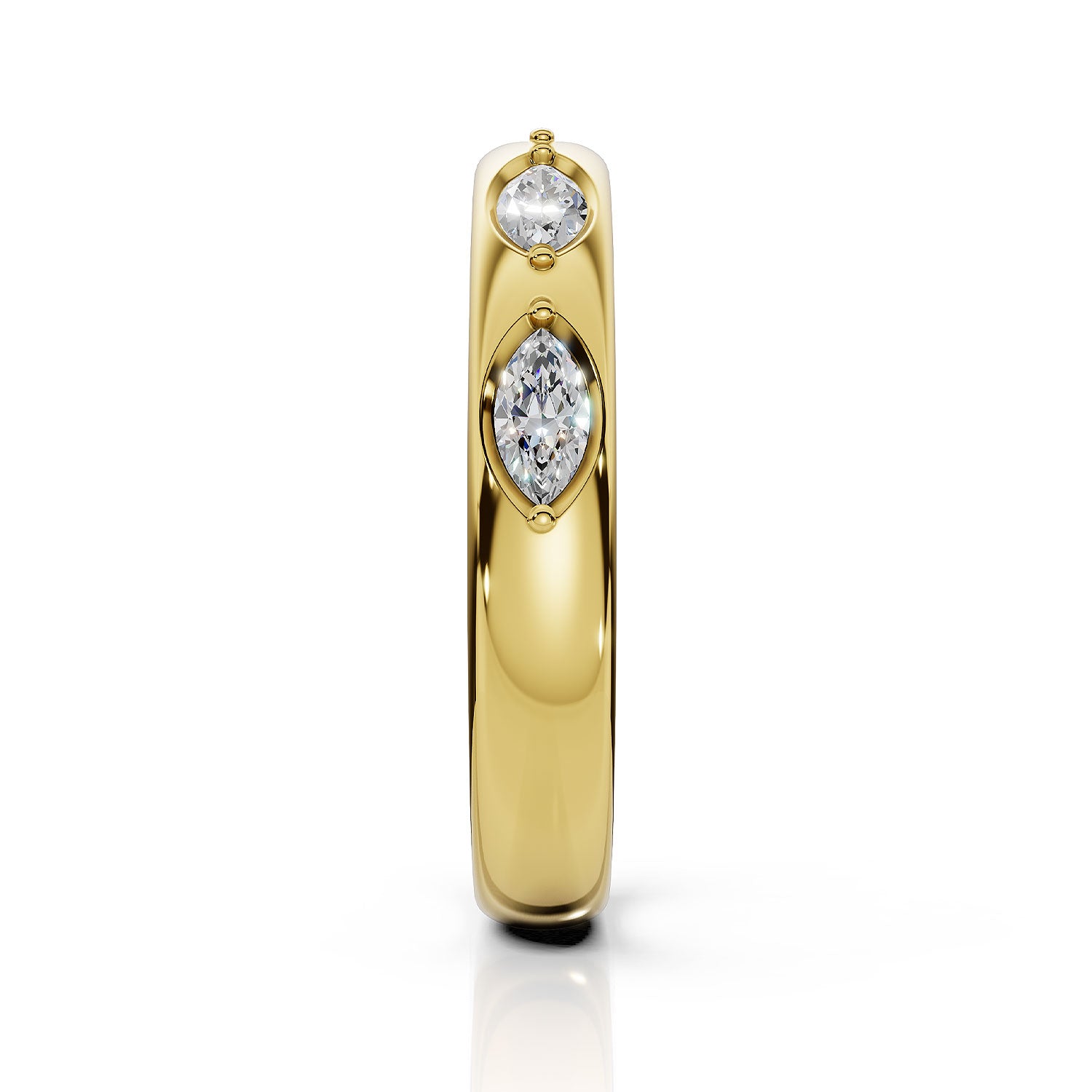 ILAYDA | East-West Marquise Diamond Ring in Yellow Gold (0.40ct tw.) – full profile view