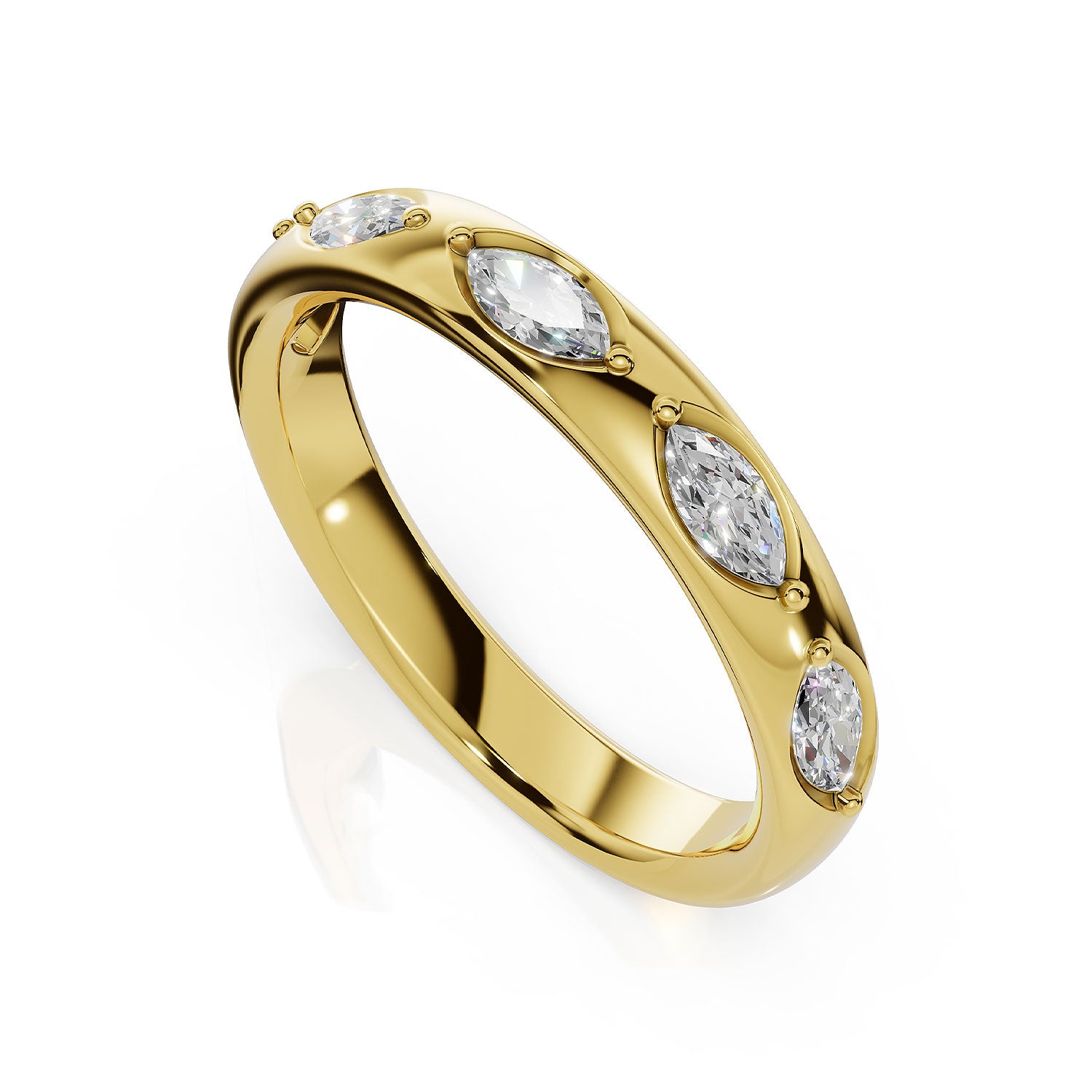 ILAYDA | East-West Marquise Diamond Ring in Yellow Gold (0.40ct tw.) – top-down view