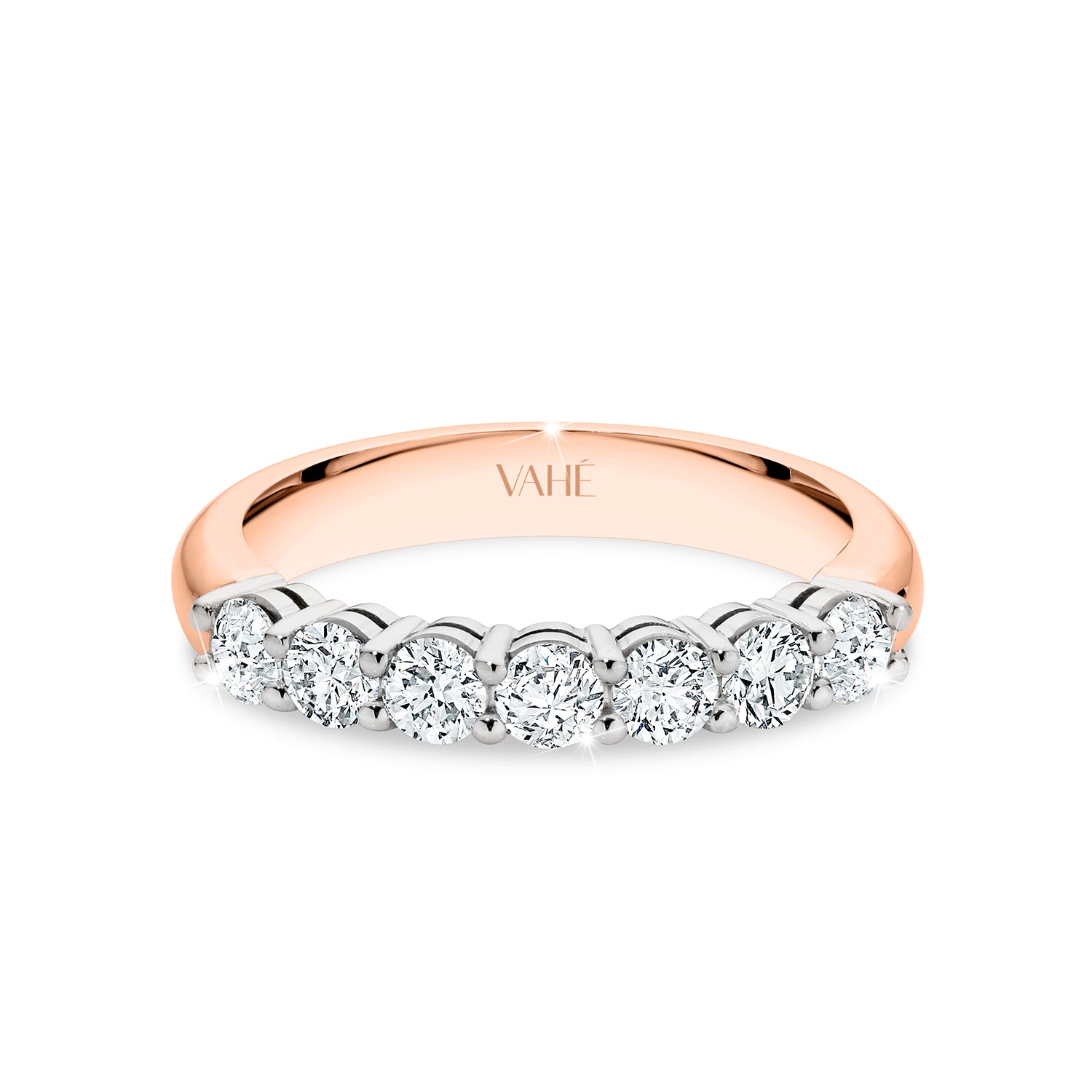 AURORA | Double Base Shared Prong Round Diamond Ring in Rose & White Gold (0.50ct - 0.70ct tw.)
