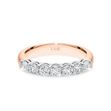 AURORA | Double Base Shared Prong Round Diamond Ring in Rose & White Gold (0.50ct - 0.70ct tw.)
