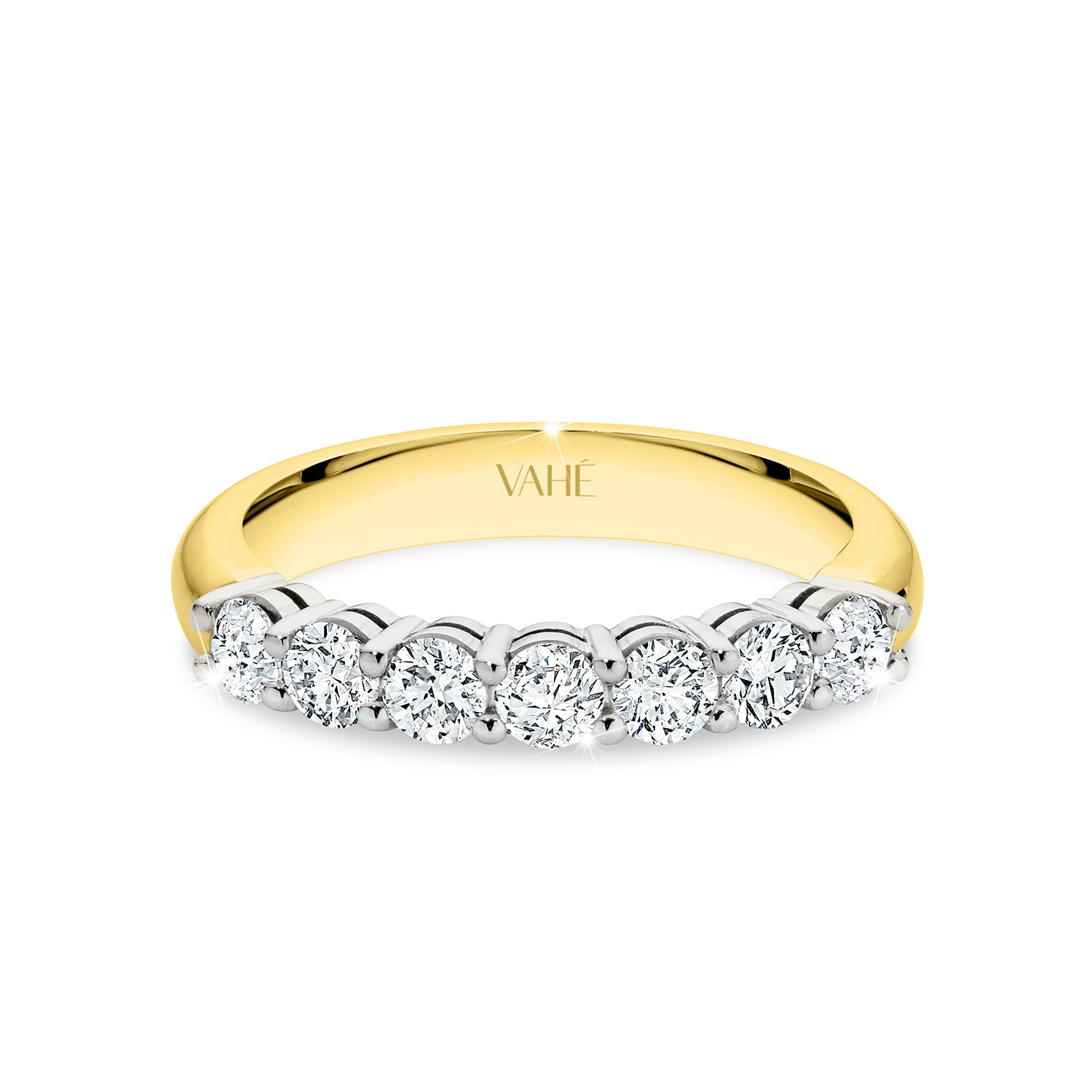 AURORA | Double Base Shared Prong Round Diamond Ring in Yellow & White Gold (0.50ct - 0.70ct tw.)