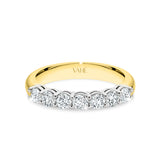 AURORA | Double Base Shared Prong Round Diamond Ring in Yellow & White Gold (0.50ct - 0.70ct tw.)