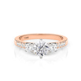 IVY | Three Stone Round Brilliant Diamond Ring in Rose & White Gold