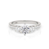 IVY | Three Stone Round Brilliant Diamond Ring in Platinum