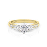 IVY | Three Stone Round Brilliant Diamond Ring in Yellow & White Gold
