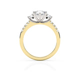 IVY | Three Stone Round Brilliant Diamond Ring in Yellow & White Gold