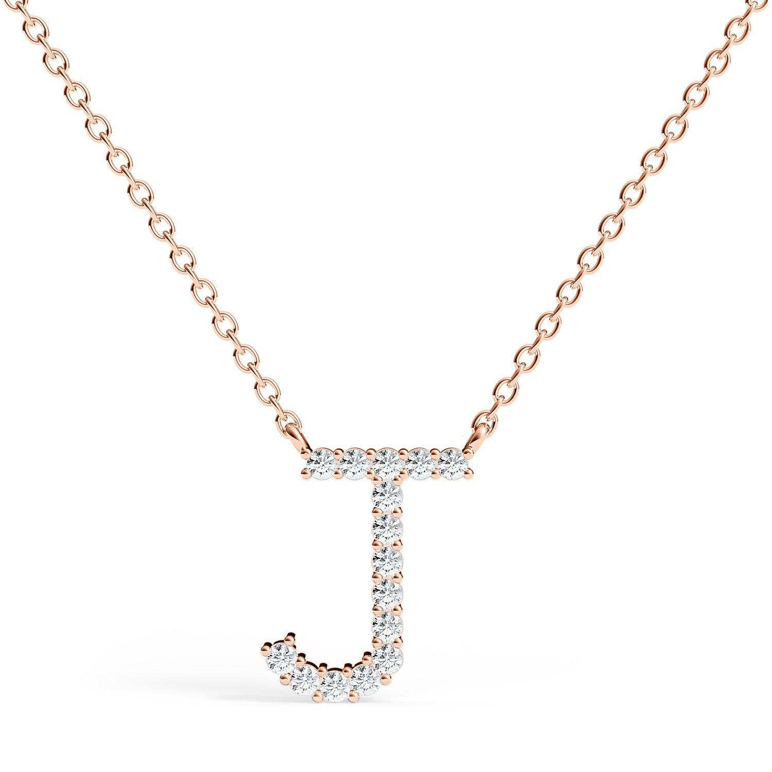 PENELOPE | Diamond Letter Pendant in 9ct Rose Gold (A-Z)