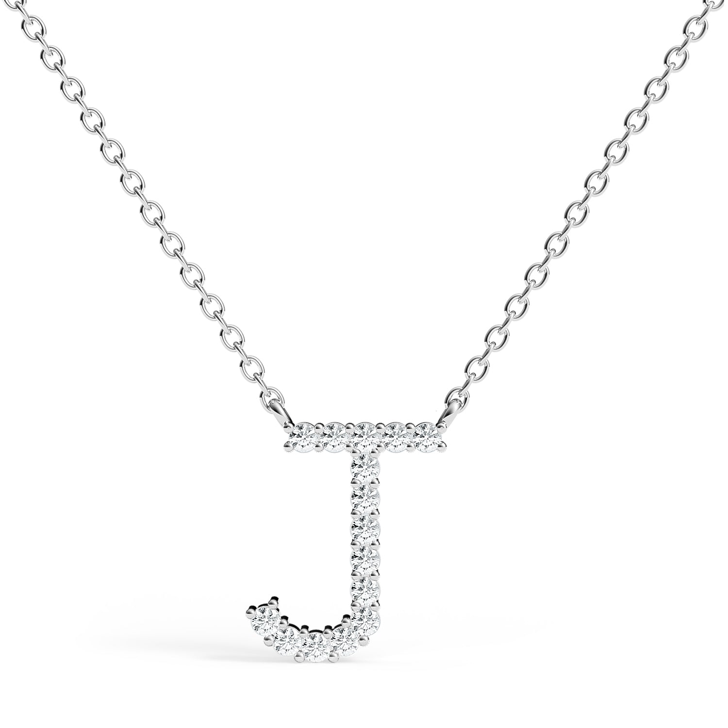 PENELOPE | Diamond Letter Pendant in 9ct White Gold (A-Z)