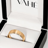 JACKSON | Brushed Inlay Domed Edge Ring in Yellow Gold (4mm-8mm)