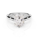 JEMMA | Four Claw Tapered Solitaire Cushion Cut Diamond Ring in Platinum
