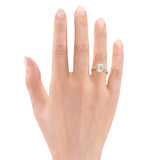 JENNET | Cathedral Hidden Halo Emerald Diamond Ring in Rose & White Gold