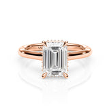JENNET | Cathedral Hidden Halo Emerald Diamond Ring in Rose Gold