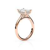 JENNET | Cathedral Hidden Halo Emerald Diamond Ring in Rose Gold