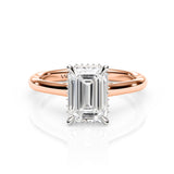 JENNET | Cathedral Hidden Halo Emerald Diamond Ring in Rose & White Gold