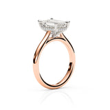 JENNET | Cathedral Hidden Halo Emerald Diamond Ring in Rose & White Gold