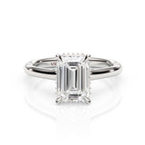 JENNET | Cathedral Hidden Halo Emerald Diamond Ring in White Gold