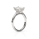 JENNET | Cathedral Hidden Halo Emerald Diamond Ring in White Gold