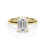 JENNET | Cathedral Hidden Halo Emerald Diamond Ring in Yellow Gold