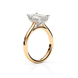 JENNET | Cathedral Hidden Halo Emerald Diamond Ring in Yellow & White Gold