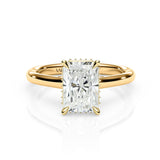 JENNET | Cathedral Hidden Halo Radiant Diamond Ring in Yellow Gold