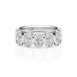 JORJIA | Bezel 5 Stone Oval Shape Diamond Ring in White Gold (1.50ct tw.)