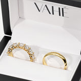 DANIEL | Classic Quarter Domed Ring & AURORA | Double Base Shared Prong Round Diamond Ring