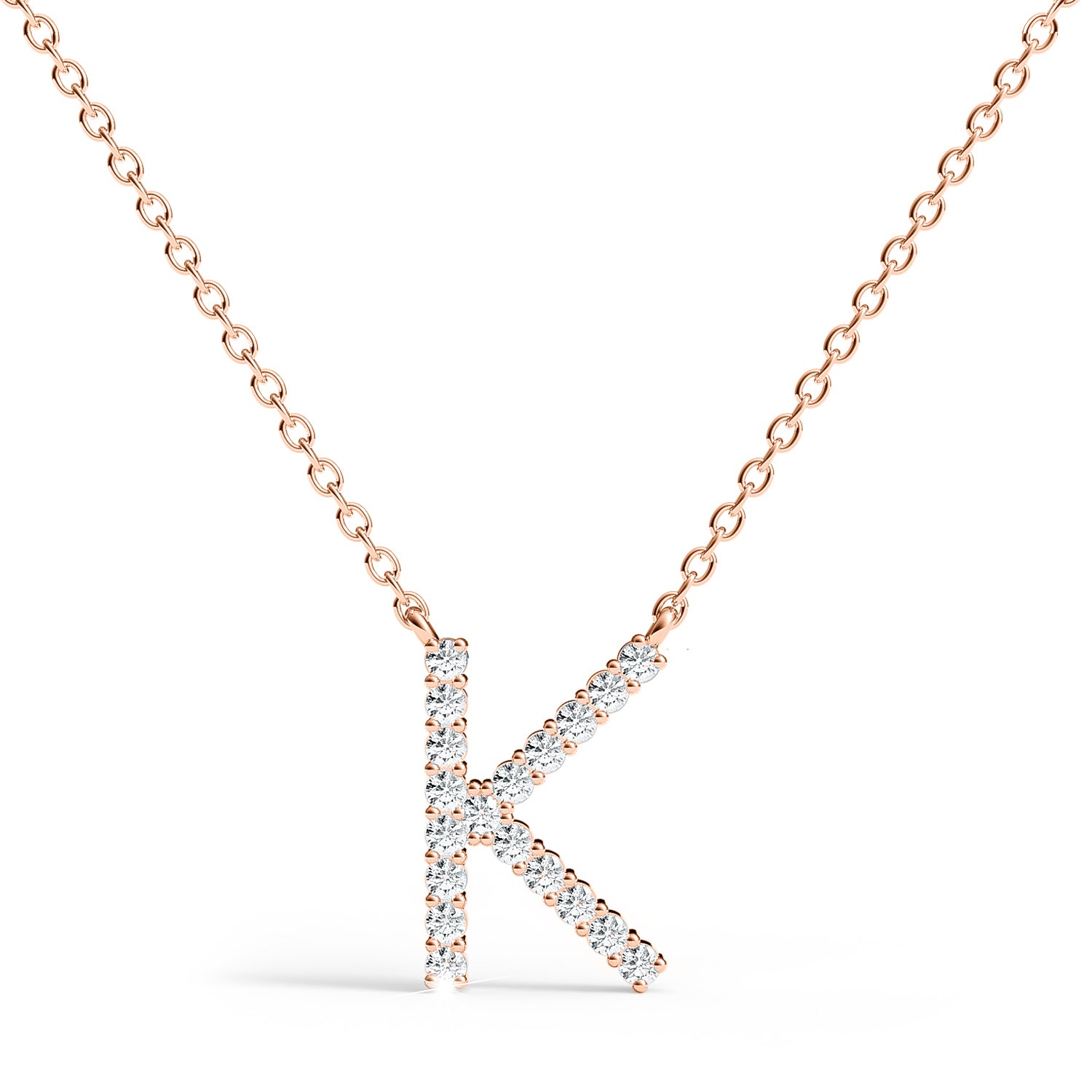 PENELOPE | Diamond Letter Pendant in 9ct Rose Gold (A-Z)