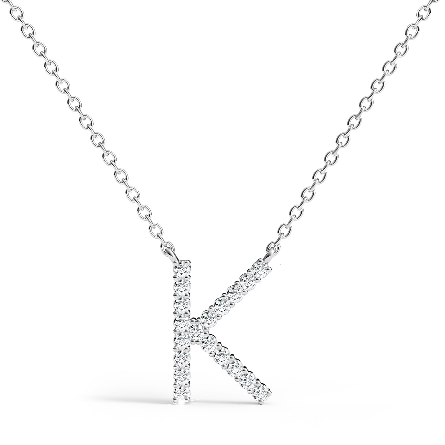 PENELOPE | Diamond Letter Pendant in 9ct White Gold (A-Z)