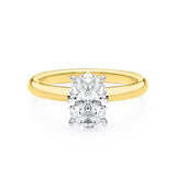 KAYLA | Classic Solitaire Oval Shape Diamond Ring in Yellow & White Gold