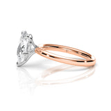 KAYLA | Classic Solitaire Pear Shape Diamond Ring in Rose & White Gold