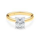 KAYLA | Classic Solitaire Radiant Cut Diamond Ring in Yellow & White Gold