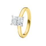KAYLA | Classic Solitaire Radiant Cut Diamond Ring in Yellow & White Gold