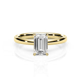 KAYLA | Classic Solitaire Emerald Cut Diamond Ring in Yellow Gold