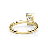 KAYLA | Classic Solitaire Emerald Cut Diamond Ring in Yellow Gold