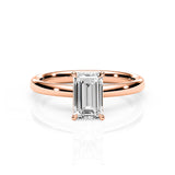 KAYLA | Classic Solitaire Emerald Cut Diamond Ring in Rose Gold