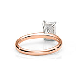 KAYLA | Classic Solitaire Emerald Cut Diamond Ring in Rose & White Gold