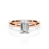 KAYLA | Classic Solitaire Emerald Cut Diamond Ring in Rose & White Gold