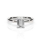 KAYLA | Classic Solitaire Emerald Cut Diamond Ring in White Gold